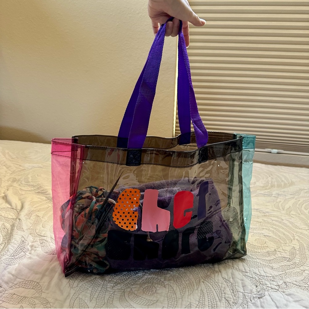 Y2K Colorblock Vinyl Beach Tote / Bag (Japanese)
